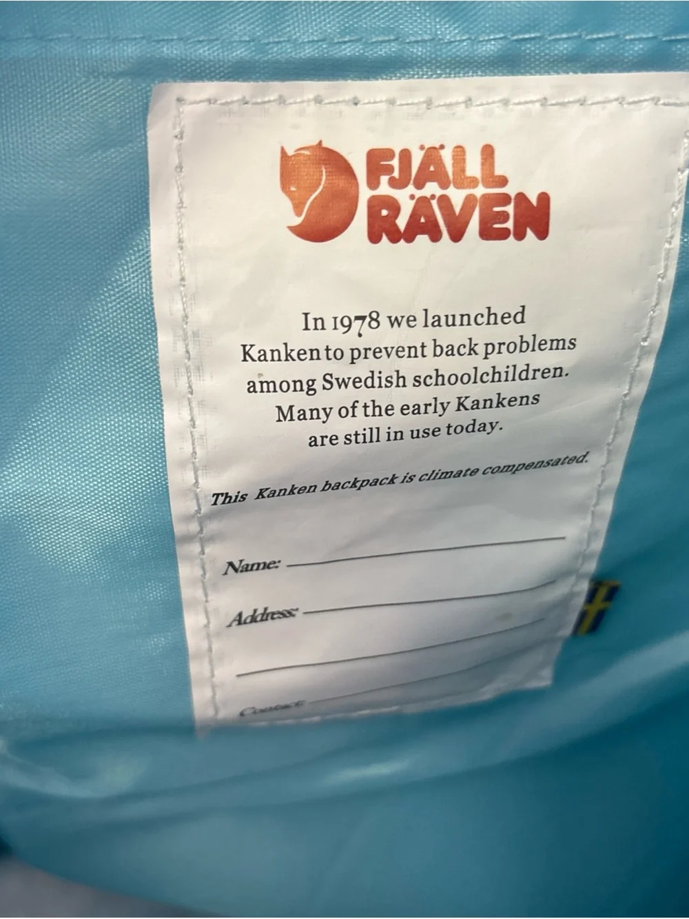 Fjallraven Kanken 16L Backpack Travel Book School Bag 23510- Light Blue EUC